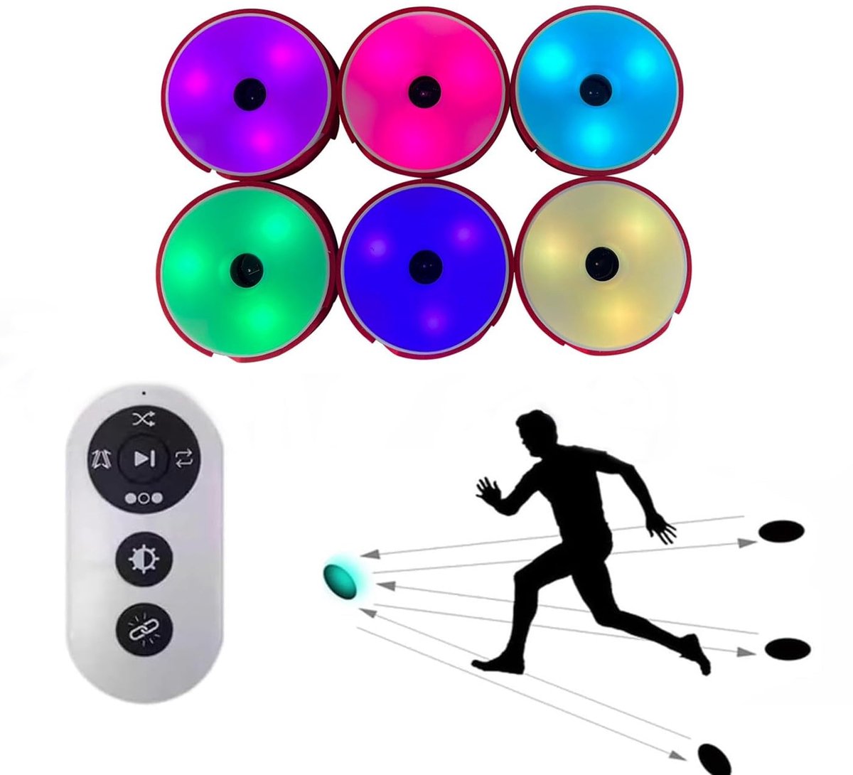 Trainingslichten Set - Reactie Lampen - Sport Training - Draadloze Verbinding - 56MM Diameter