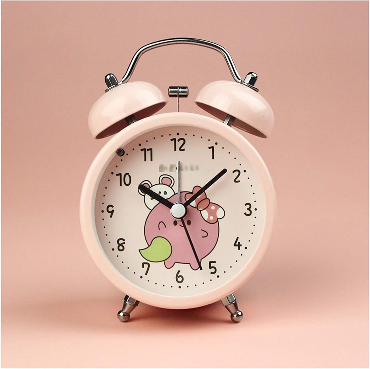Wekker Dier Patroon - Klassieke Wekker - Slaapkamer Decoratie - Dubbele Bel - 11.2 x 16cm - Roze