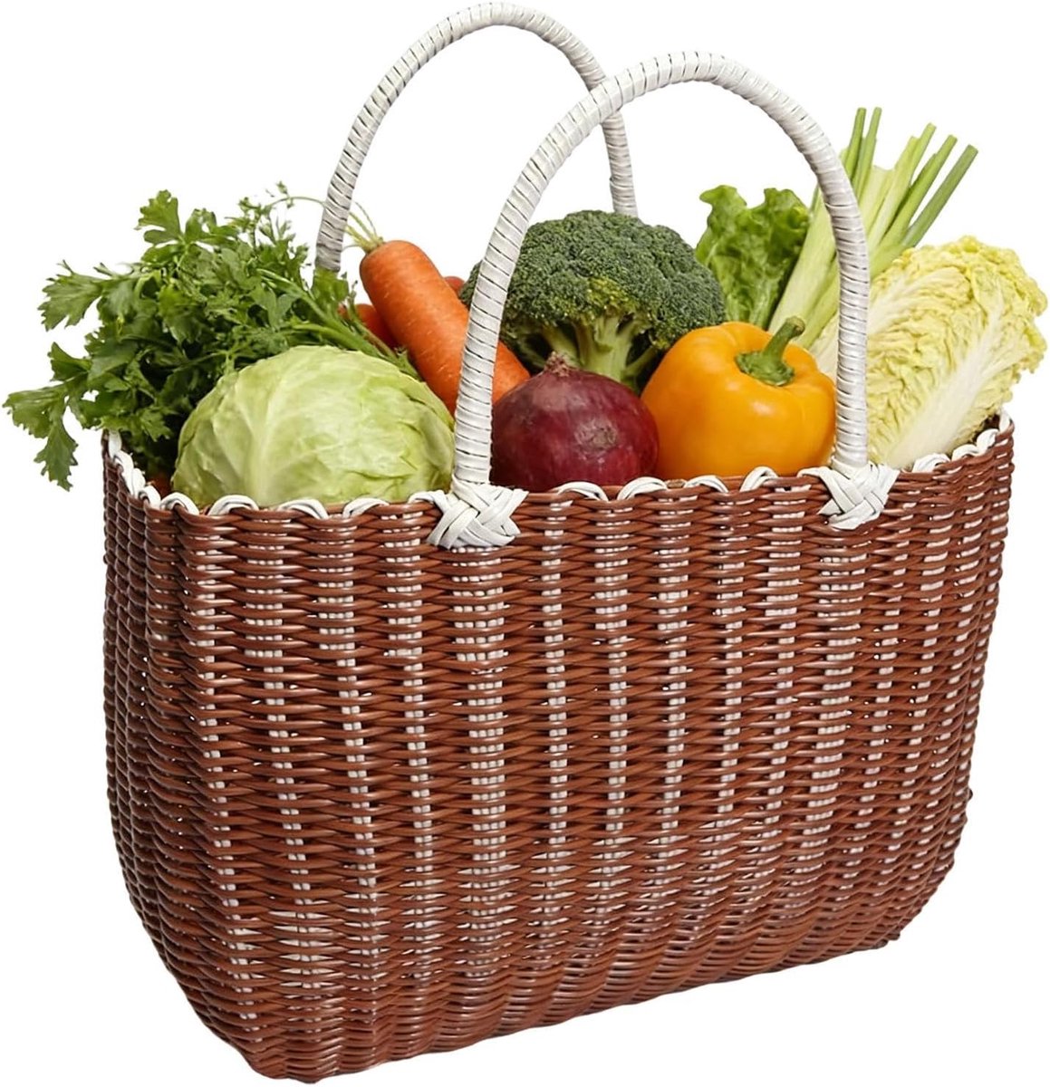 Draagmand - Opbergcontainer - Boodschappen Dragen - Herbruikbaar Gevlochten - 23x16x24cm