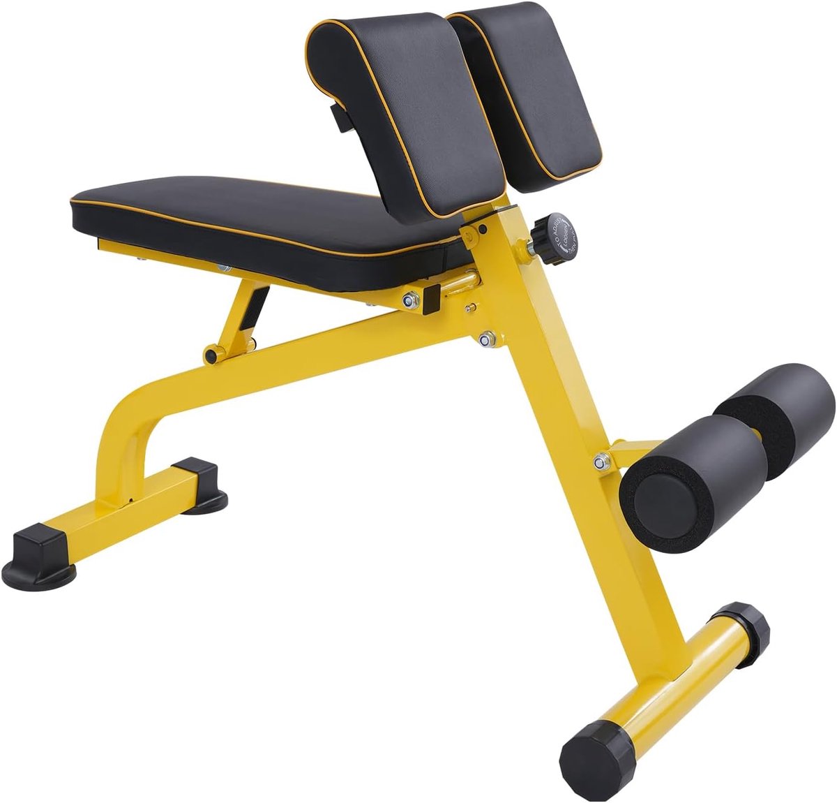 Fitnessbank - Oefenstoel Rugmachine - Buikspier Training - 10 Hoogte-instellingen - Tot 300 kg - Zwart Geel