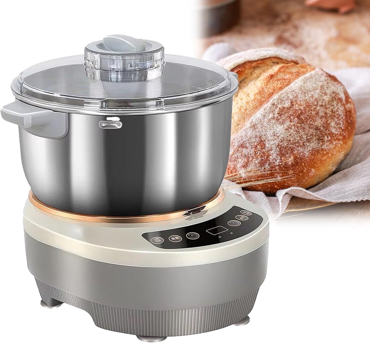 Deegmaker Met Fermentatie - Roestvrijstalen Mixer - Brood Bakken Thuis - Constante Temperatuur Fermentatie - 5 Liter Capaciteit - Zilver