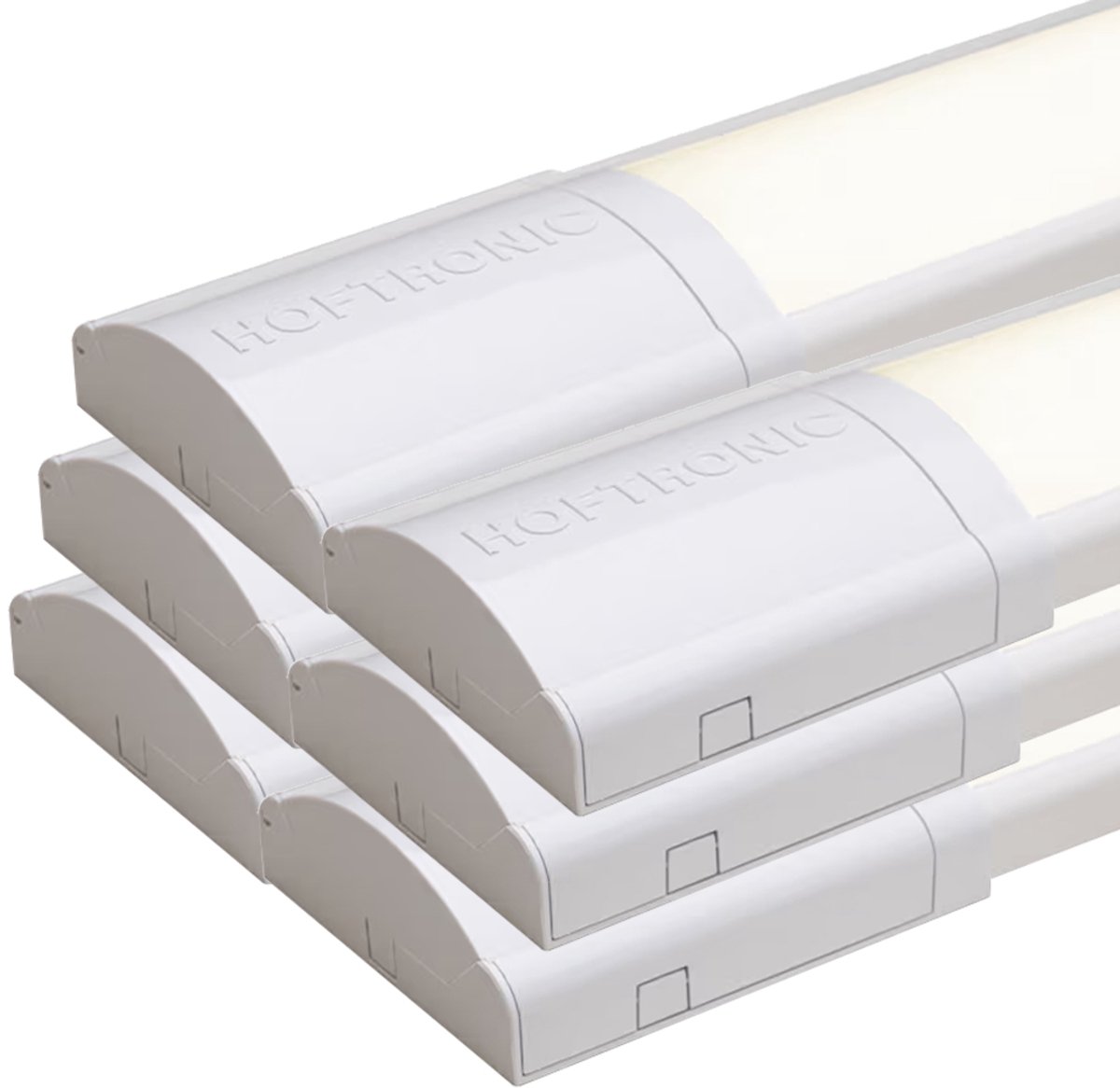 HOFTRONIC 6x HOFTRONIC - LED Batten 150cm - 50W 6000 Lumen - 4000K Neutraal wit - LED TL Armatuur - Voor werkplaats, schuur en als onderbouwverlichting - Incl. montageklemmen & quick connector - 5 jaar garantie