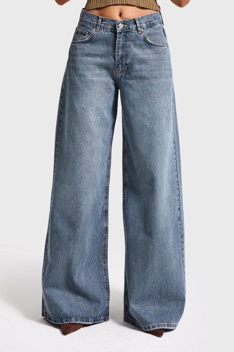 It's Basic - ELENA PALAZZO MID RISE JEANS - CORNFLOWER