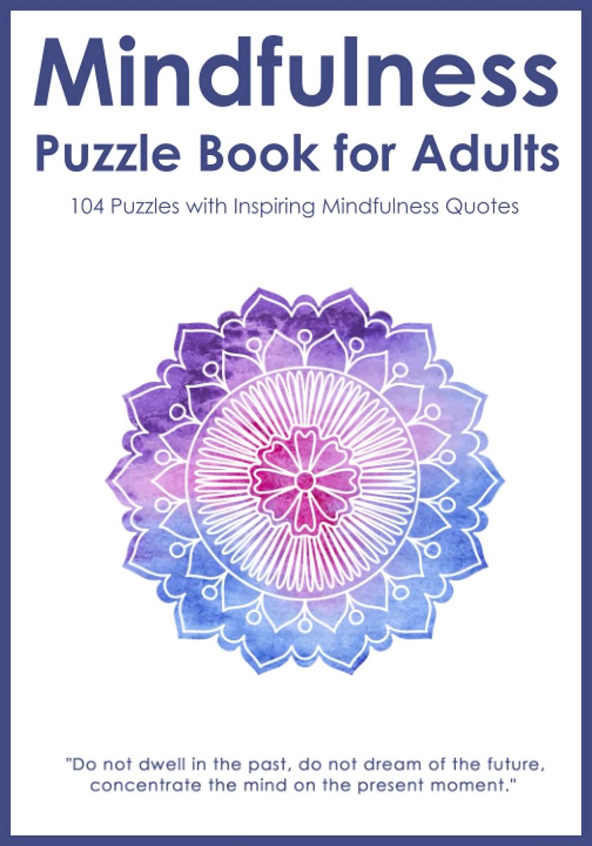 Ontspanningspuzzelboek - Activiteitenboek Puzzels - Mindful Ontspannen - 104 Diverse Puzzels - 7x10 Inch - Mat Zwart