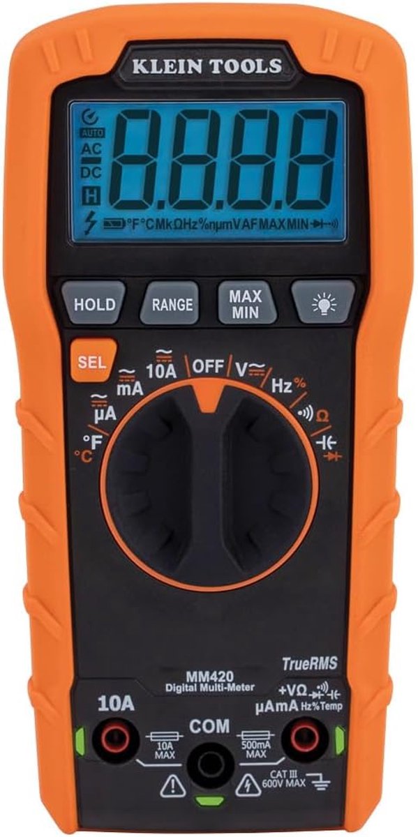 Digitale Multimeter - Spanningstester Stroommeter - Elektrische Metingen - Automatische Bereik TRMS - 600V 10A 50MOhms - Oranje Zwart