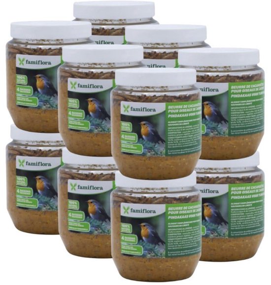 Famiflora vogelpindakaas meelwormen 12x 350GR - Pindakaas voor vogels - Met meelwormen voor extra aantrekkingskracht en voedingswaarde - Geschikt voor alle tuinvogels zodat iedereen mee kan genieten