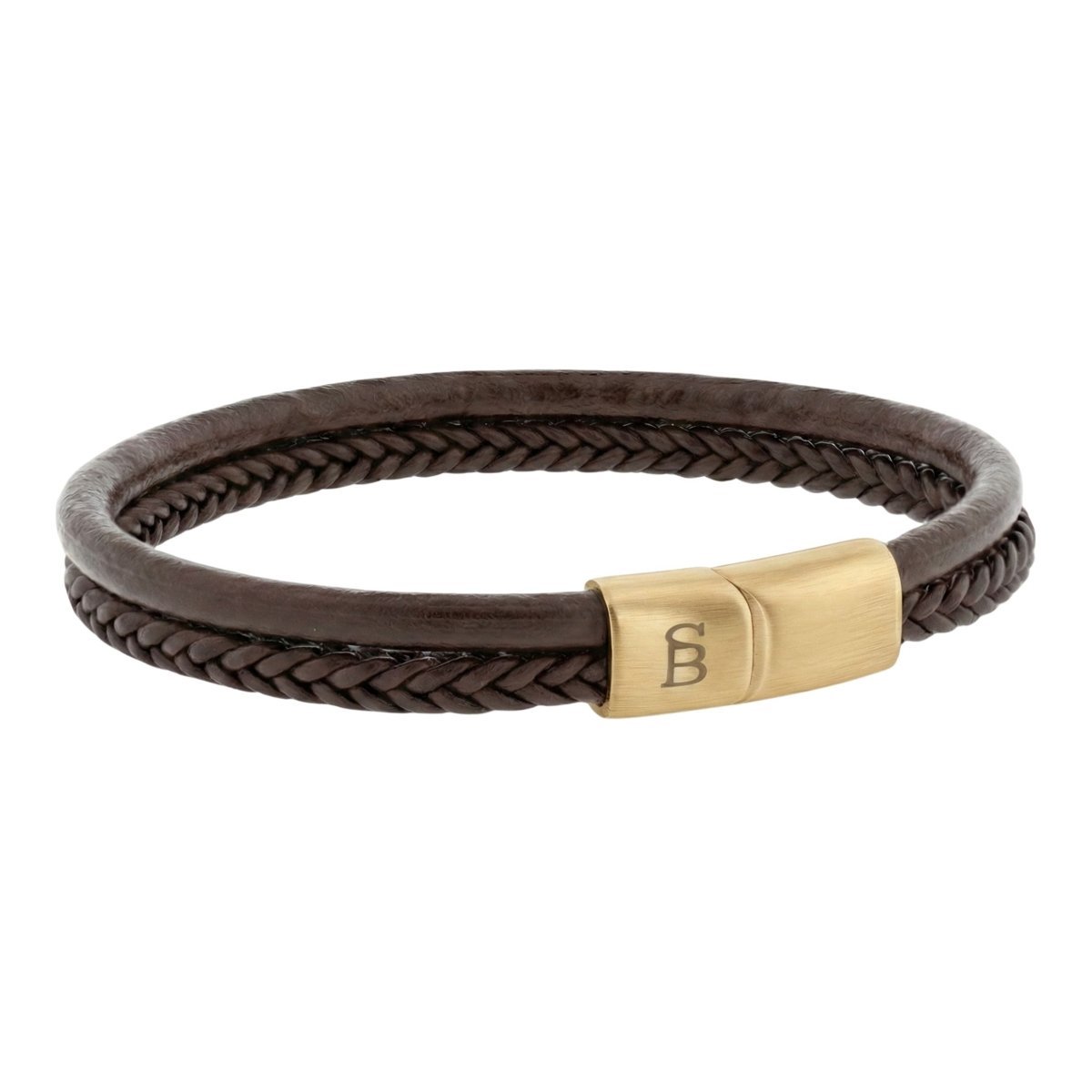 STEEL & BARNETT - Leren Armband Heren - Denby - Bruin - Maat S