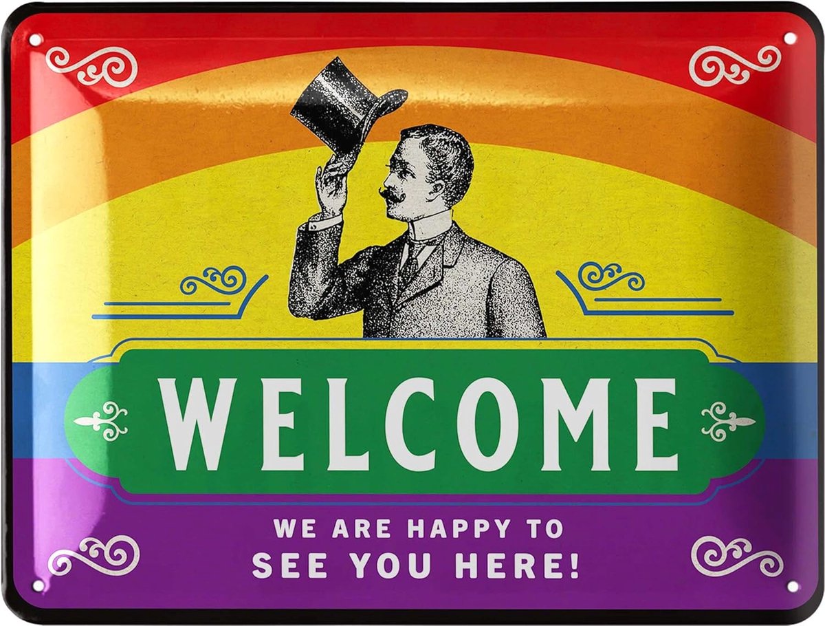 Welkomstbord Metaal - Decoratie Schild - Entree Versieren - Met Spreuk - 15x20cm - Retro