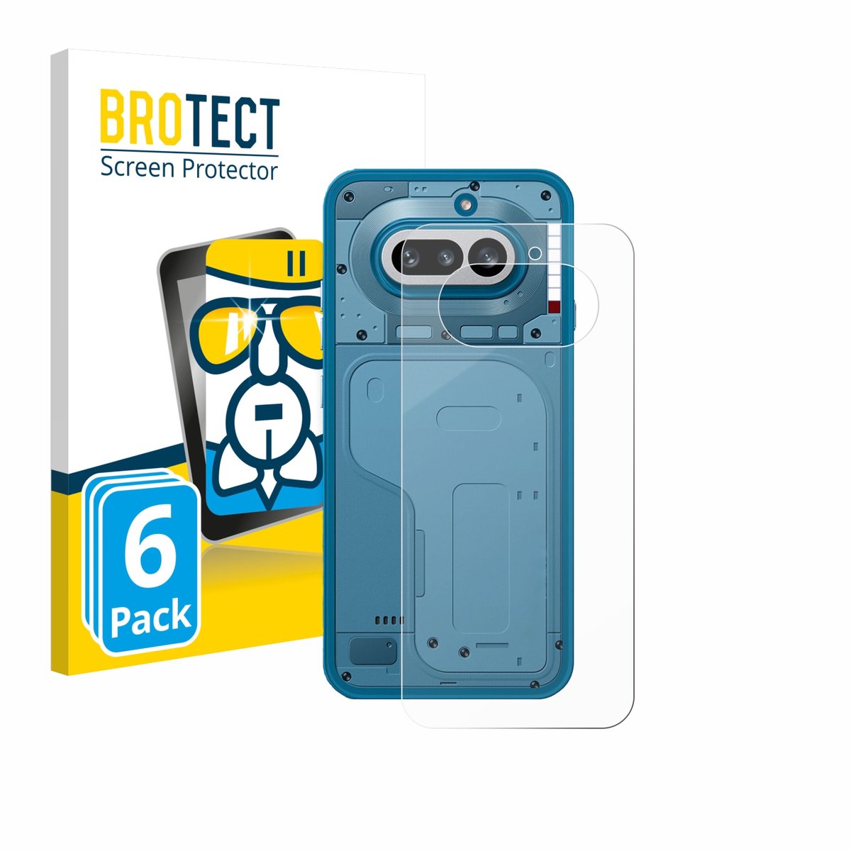 Screenprotector 6 Stuks voor Nothing Phone (4a) (Achterkant) Beschermglas transparant