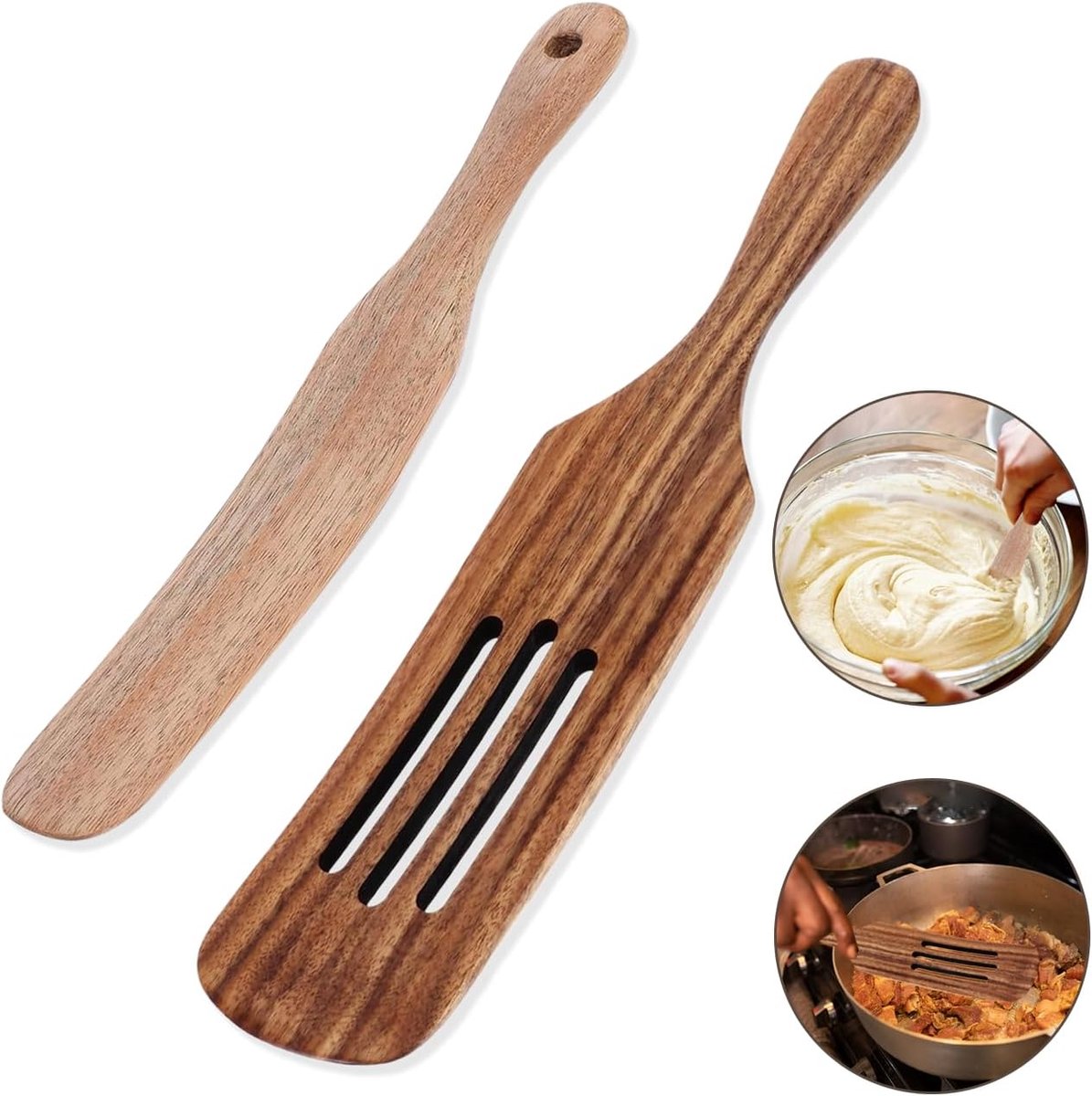 Houten Spatel - Keuken Gereedschap - Zuurdesem Maken - Platte Vorm - Bruin