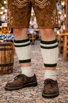 Tiroler Kousen – Wit/Groen – Oktoberfest Kniekousen – Trachten & Lederhosen Sokken – Volwassenen – Maat 43-44 (EU) – Alpenclothes