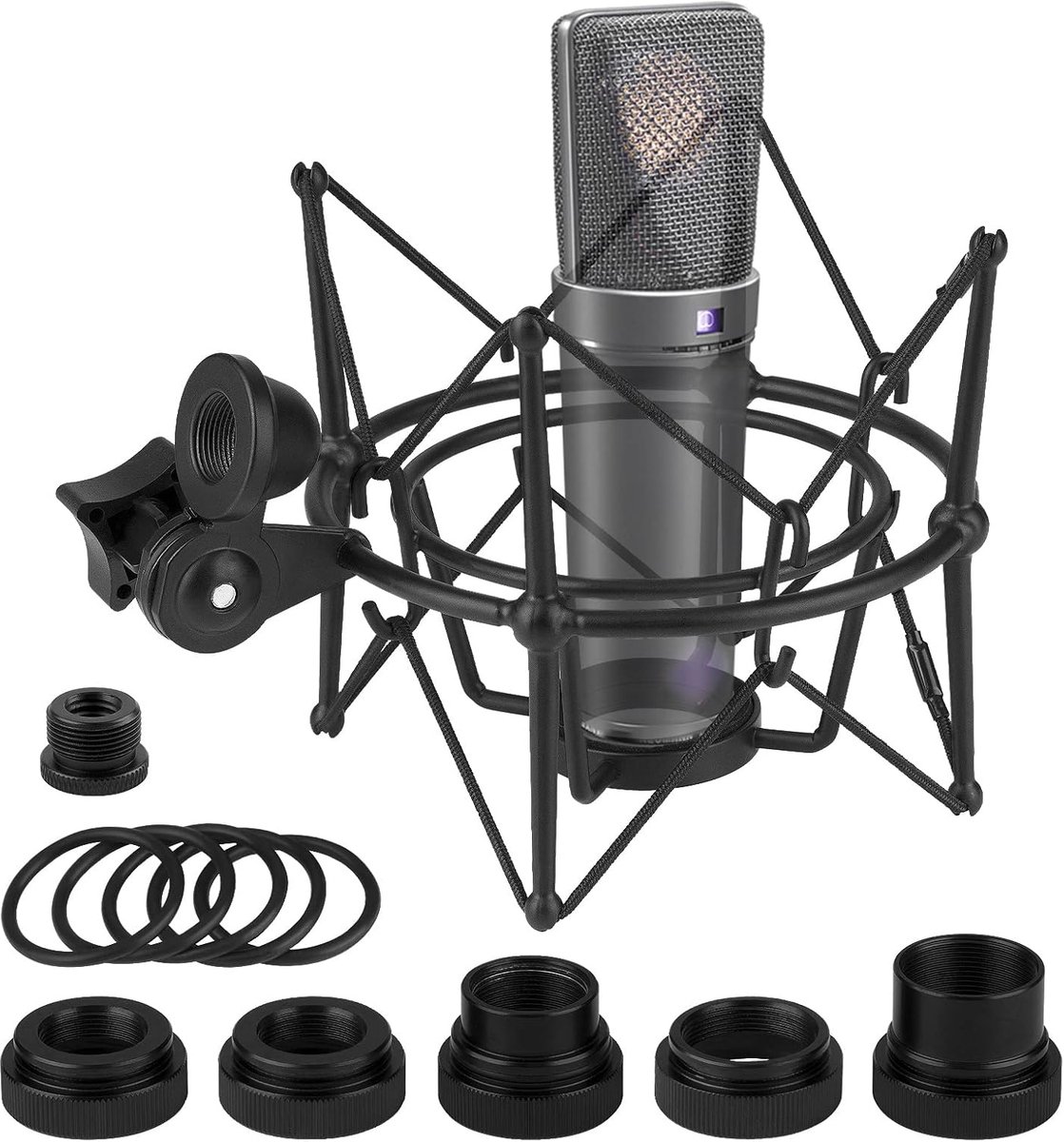 Microfoon Shock Mount - Anti-Vibratie Houder - Opnemen Zonder Ruis - Metaal Constructie - 12cm Maximale Hoogte - Zwart