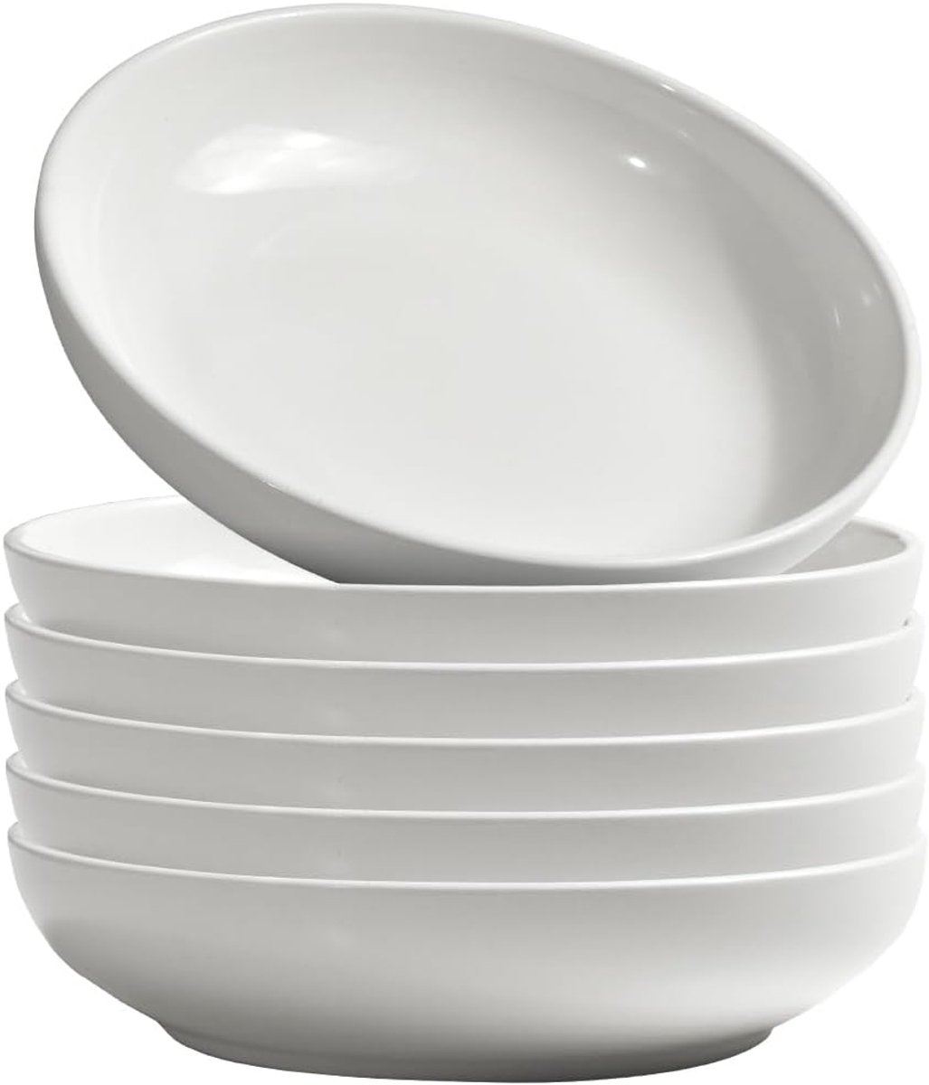Porseleinen Pastakommen - Serveer schalen - Diner en salade - Magnetron en vaatwasserbestendig - 216 x 48 cm - Wit