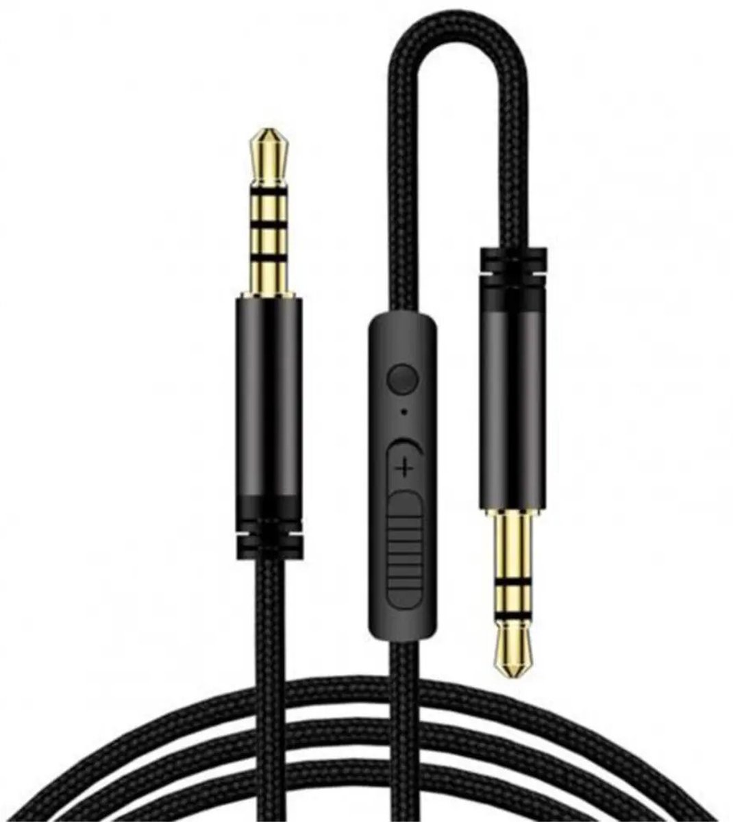 3.5mm Jack naar 3.5mm Jack Aux Kabel Met Microfoon - Geschikt voor Koptelefoons - 1.2 Meter - Zwart