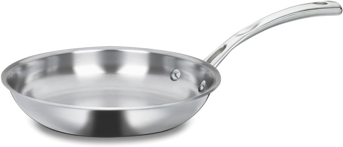 Koekenpan - Roerbakpan Bakpan - Dagelijks Koken - Tri-Ply Roestvrij Staal - 20 cm - Zilver