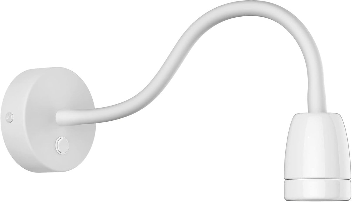 Wandlamp Zwanenhals - Leeslamp - Gericht Verlichten - Flexibele Hals - 46.5cm Lengte - Wit Glanzend