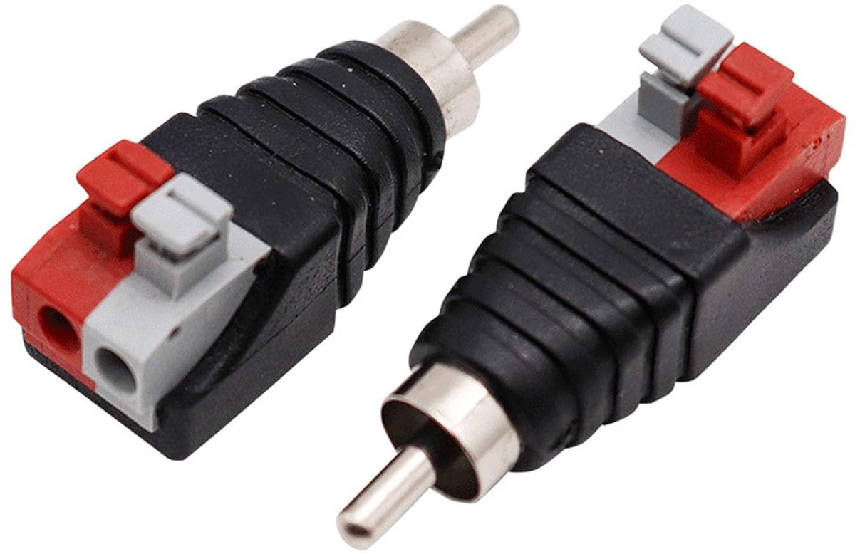 RCA Luidspreker Adapter - Audio Video Connector - Thuisbioscoop Beveiliging - Soldeervrij Schroefbevestiging - 2 Stuks - Zwart