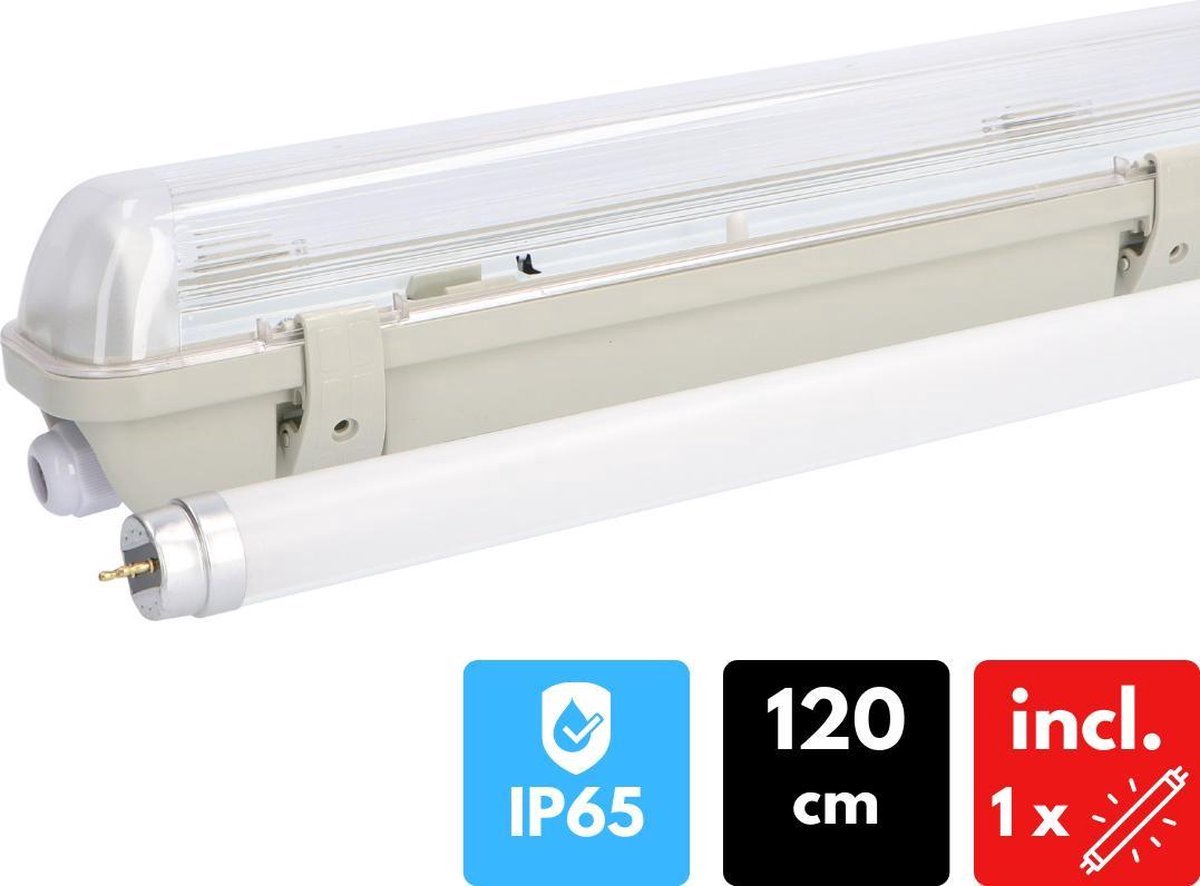 Proventa EcoPlus LED TL Balk 120 cm - Waterdichte (IP65) armatuur incl. LED Buis Wit