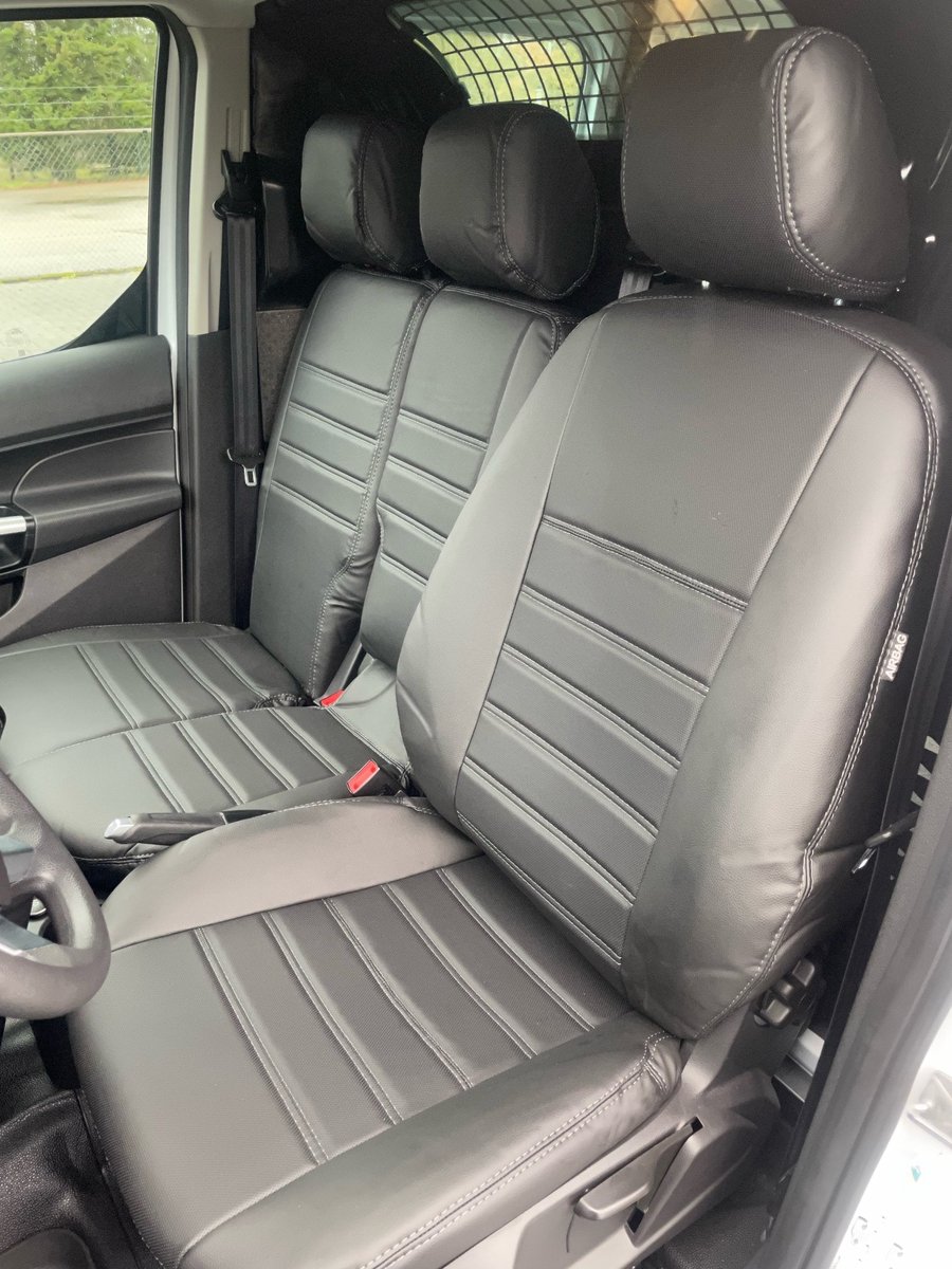 Pasvorm stoelhoezen Ford Transit Connect 2014-2018 (geschikt voor stoel en duobank) - Kunstleer zwart
