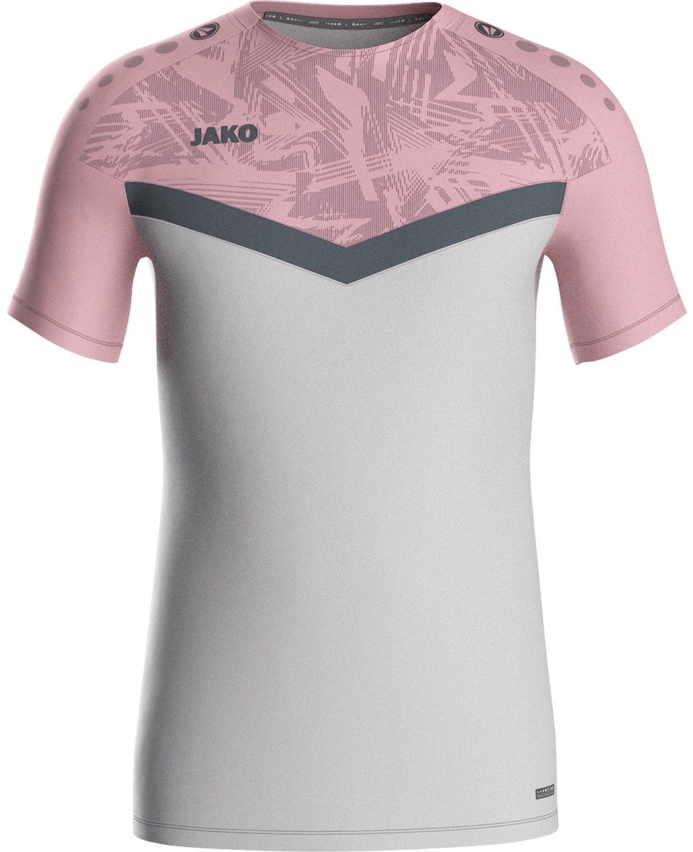 Jako Iconic T-Shirt Kinderen - Zachtgrijs / Roze / Antra Light | Maat: 128