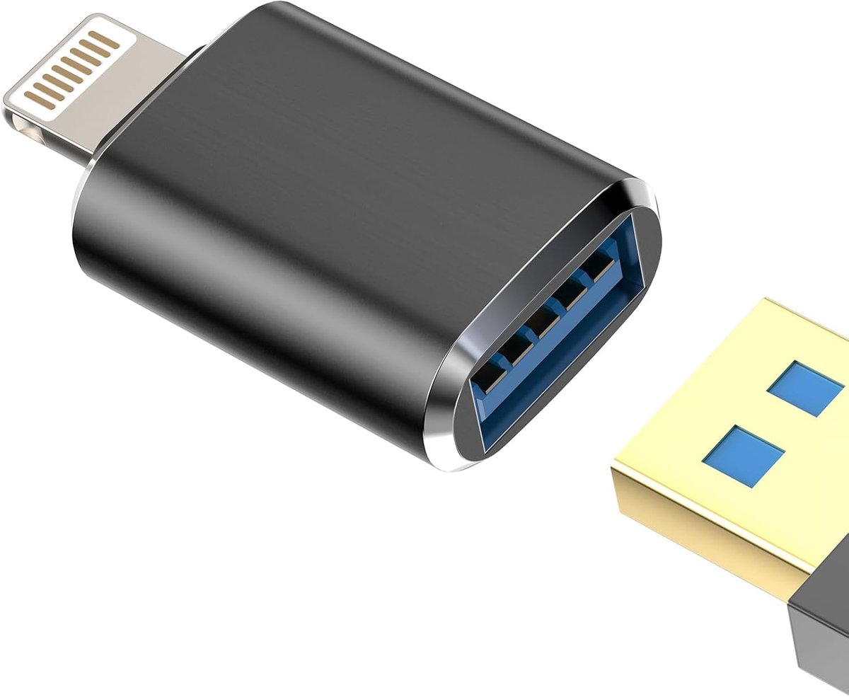 USB Adapter - Lightning Converter - Foto's Overzetten - MFI Gecertificeerd - 5x8x1 cm - Wit