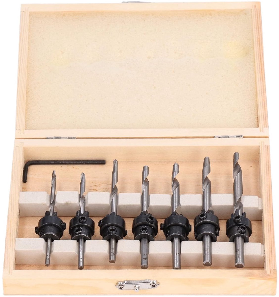 Verzinkboor Set - Schroef Gaten Boren - Houtbewerking Precisie - 3-in-1 Boor Functie - 7 Boren Inclusief