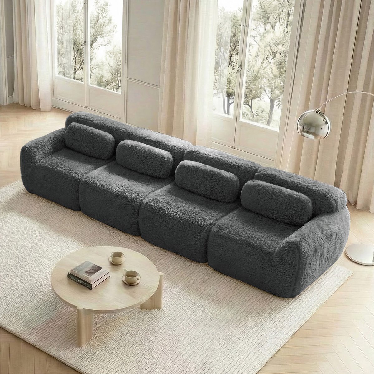 MODENUIT Hoekbank 4-Zits - Modulair met Koppelbare Ottomaan en Antislip Basis - voor Woonk