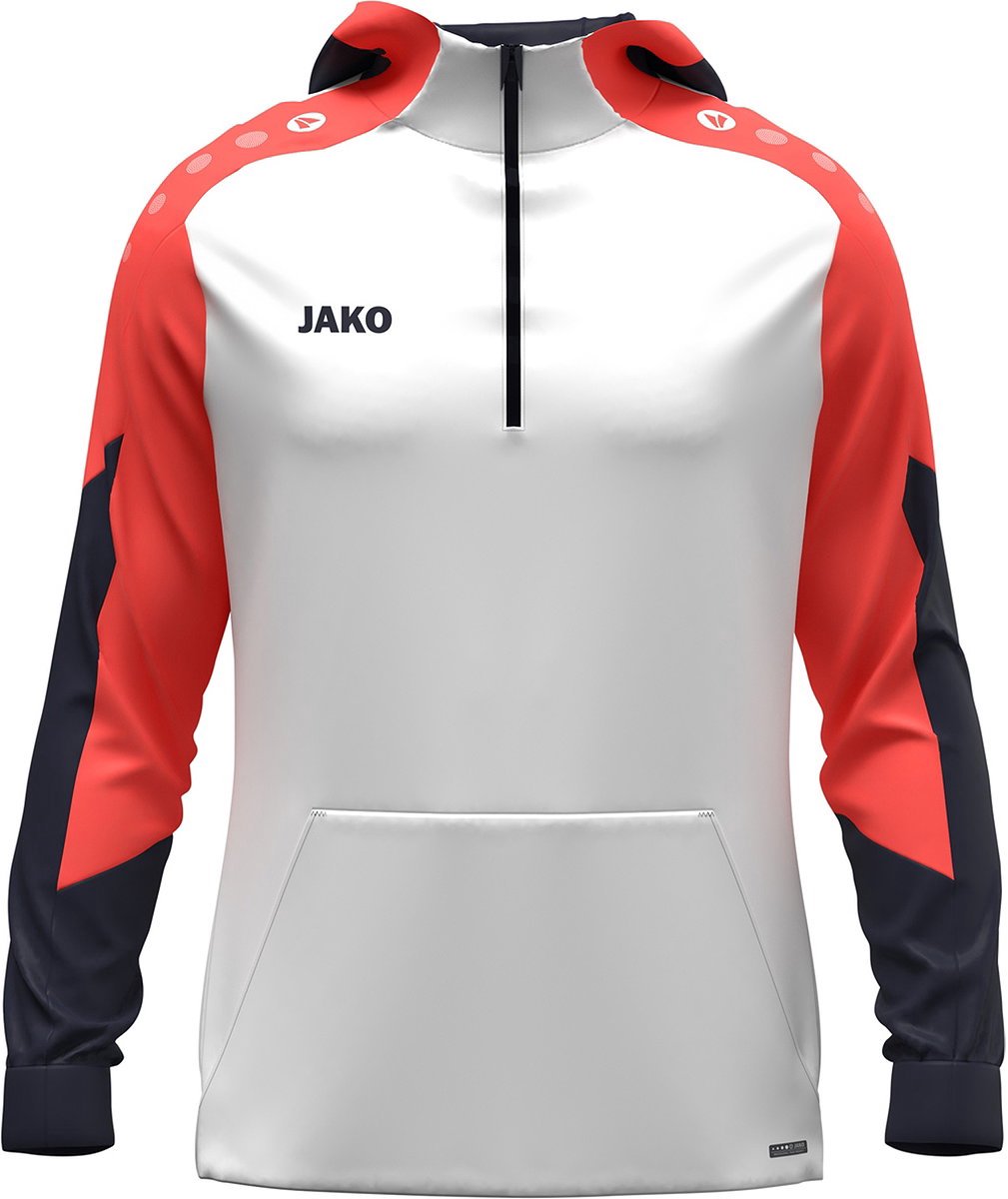 Jako Dynamic Hooded Half Zip Heren - Wit / Koraal / Marine | Maat: S