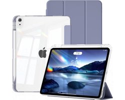 Hoes Geschikt voor iPad Air 11 inch hoes Donker Blauw / iPad Air M4 / M3 (2025 2026) hoes Smart Case met Harde Doorzichtige Achterkant en Pencil Slot - iPad Pro 11 Inch 2022/2021/2020/2018/ iPad Air 5th/4th Generation Tri Fold Tablet
