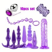 Daity Siliconen Buttplug Set 10-delig – Beginners Anale Pluggen Set met Verschillende Maten & Vormen – Flexibel, Huidvriendelijk, Trainingsset met Anaalkralen & Dildo – Seksspeeltje voor Vrouwen & Koppels – Paars