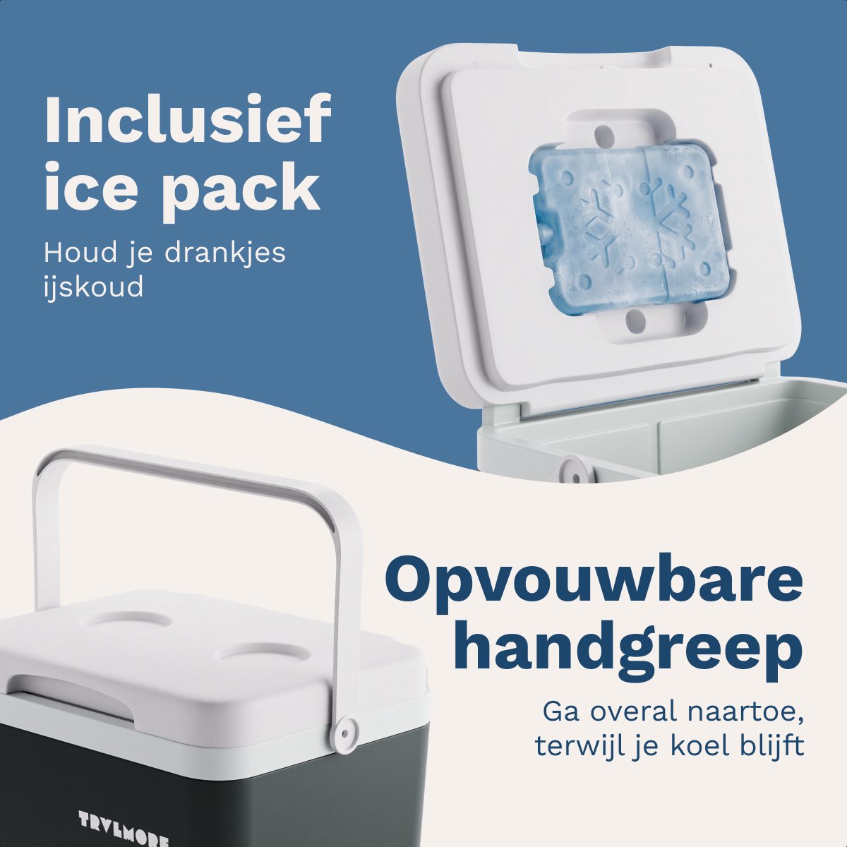 TRVLMORE Koelbox 14L - Frigobox - Inclusief Koelelement - Koelbox Klein - Antraciet – foto 6