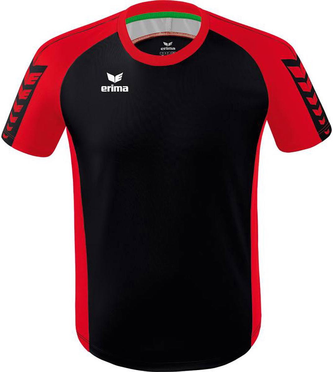 Erima Six Wings Shirt Korte Mouw Kinderen - Zwart / Rood | Maat: 152