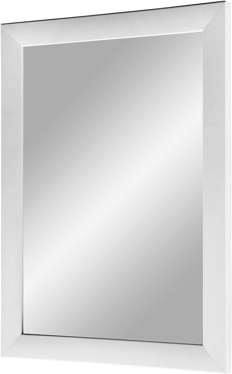 Wandspiegel met frame - Spiegel op maat - Aankleden en decoreren - Handgemaakt in Duitsland - 30x50 cm - Mat wit