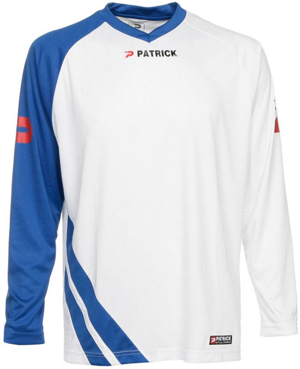 Patrick Victory Voetbalshirt Lange Mouw Kinderen - Wit / Royal | Maat: 7/8