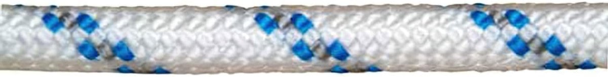 Gevlochten polyester touw - Waslijn kledingtouw - Algemeen gebruik - Sterk gevlochten constructie - 8 mm 200 meter - Wit blauw