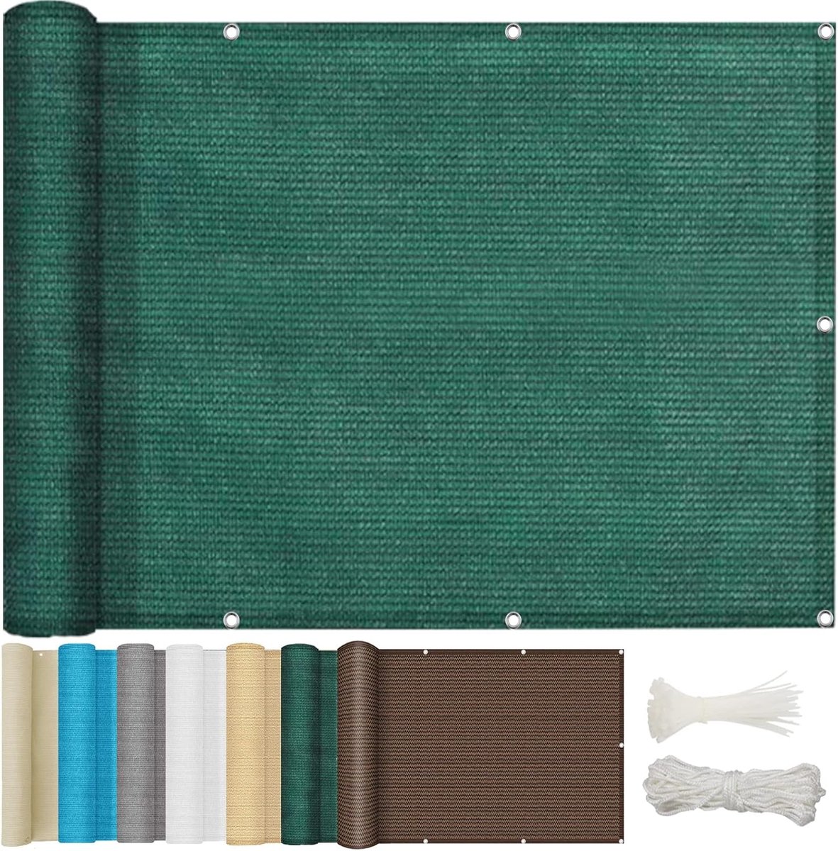 Balkonscherm - Privacy Scherm - Inkijk Beschermen - UV Bescherming 95% - 110 x 950 cm - Donkergroen