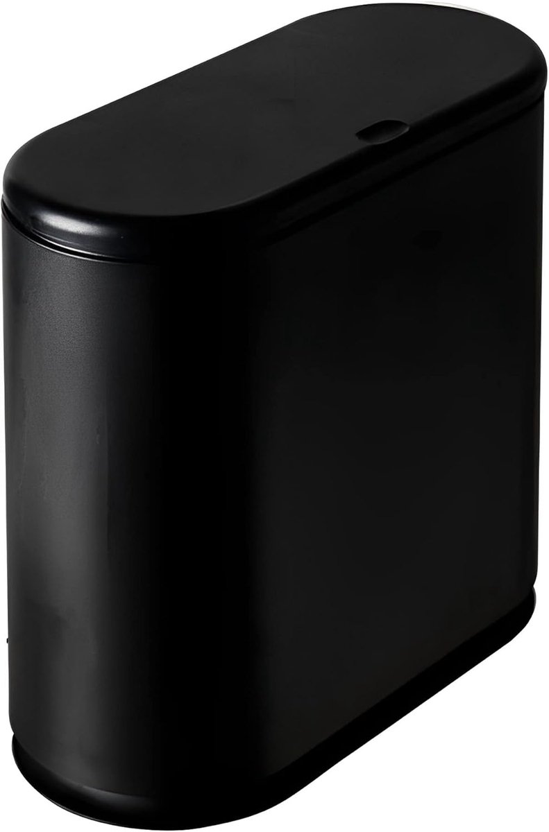 Prullenbak 10 Liter - Vuilnisbak - Afval Beheer - Drukdeksel Mechanisme - 325 x 146 x 316 cm - Zwart