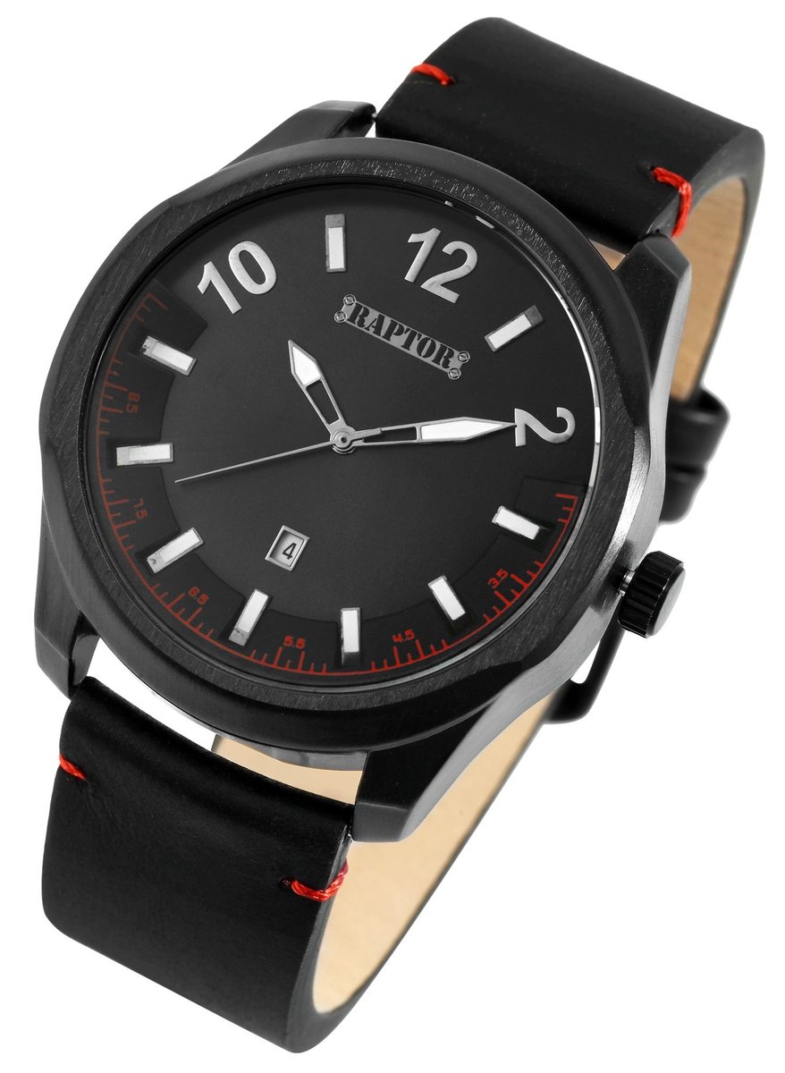 Raptor Herenhorloge van echt leer Charley Raptor herenhorloge "Charley" met echte leren band,