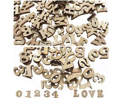 Houten Letters en Cijfers - 200 Stuks Alfabet - 15 mm Houten Capital Letters voor Leren, Decoratie en Kunst