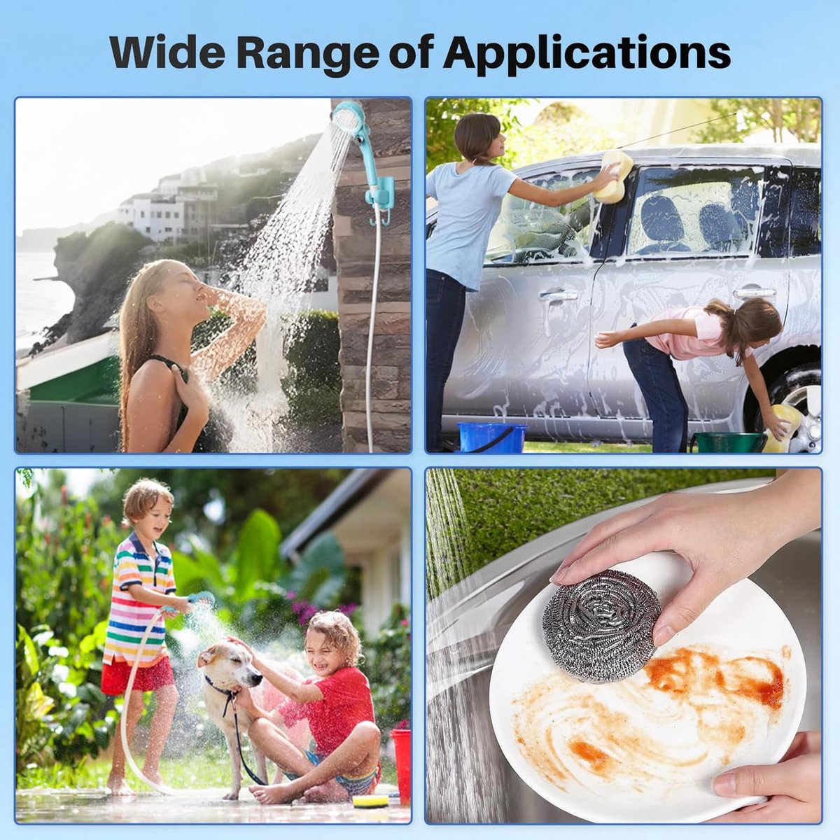 Draagbare Camping Douche - Buitendouche - Tuindouche - 6000mAh Accu - Digitale Temperatuurweergave - 3 Waterstanden - Inclusief Opbergtas - Blauw thumbnail 8