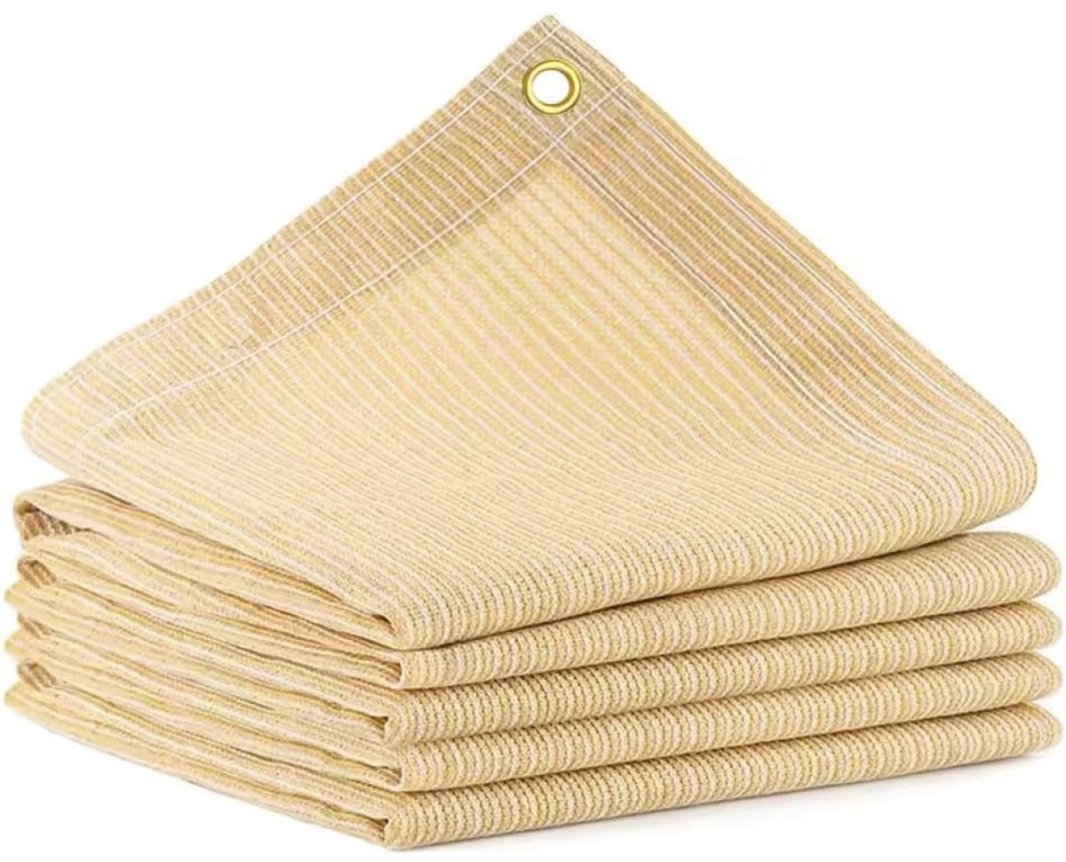 carmdering - Schaduwnet Beige, Zonbeschermingsnet, Schaduwgaas voor buitenterras Tuin Pergola Kasplanten, Schaduwzeilen, Zonneschermnet met oogjes, UV-bescherming Schaduwnetwerk, Schaduwdoek-3x2m