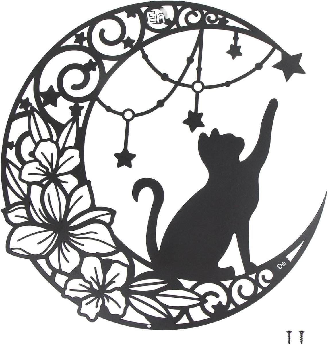 TuseRxln Metalen Kattewanddecor - Zwarte Silhouetkunst - 30x30 cm - Moderne Woonaccessoire voor Woonkamer, Slaapkamer of Kantoor