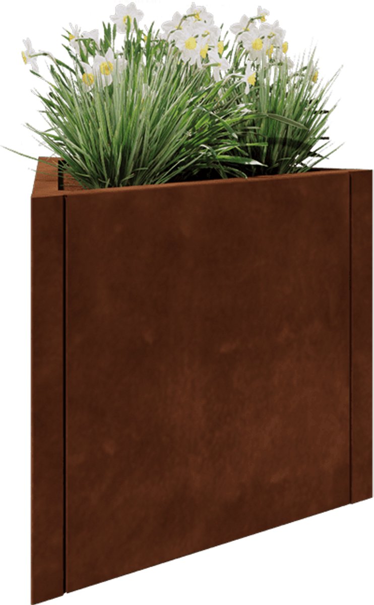 Cortenstaal plantenbak - Driehoek gelijkzijdig - 70,6x61x60cm - Roestkleur - MySteel
