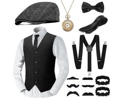 Peaky Blinders Kostuum - Carnavalskostuum - Retro 1920S Heren Accessoire Set Met Panama Hoed En Taschenuur - 1 Stuk - Universeel Voor Carnaval En Galafeesten - S