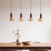 LumenXL - Luxe 4-lichts hanglamp Muro - travertin (natuursteen) - hout