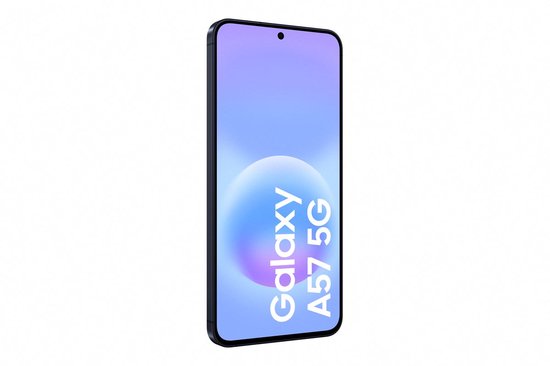 De voorkant van de Samsung Galaxy A57 5G in de kleur Awesome Navy.