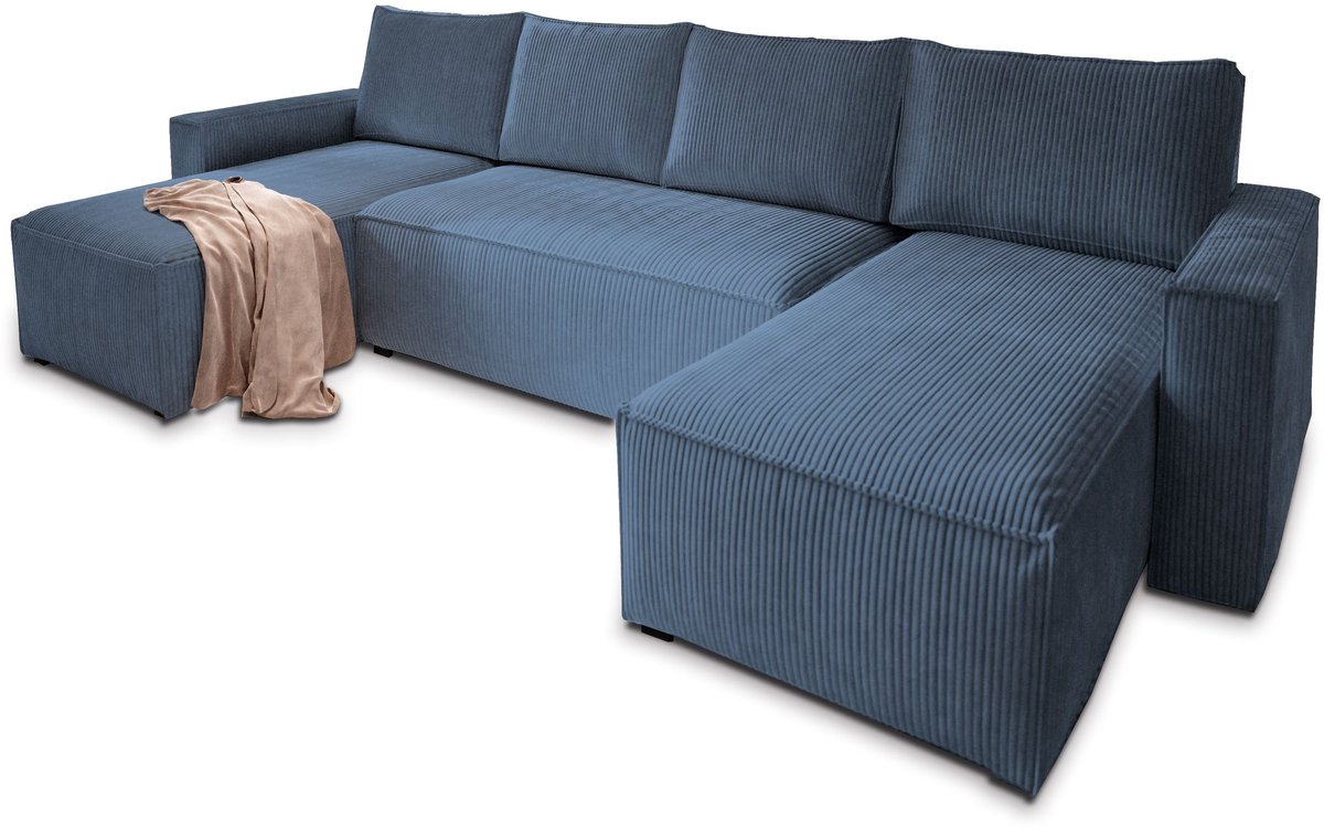 U-BANK ASPRA Blauw Cordstof met slaapfunctie