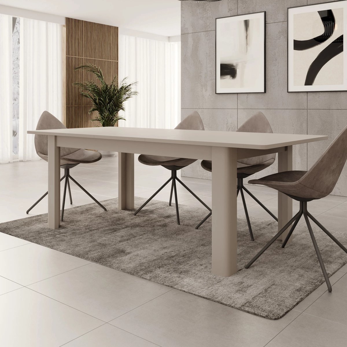 Meubella - Bijou - Eetkamertafel - Beige - 160x90x73 cm