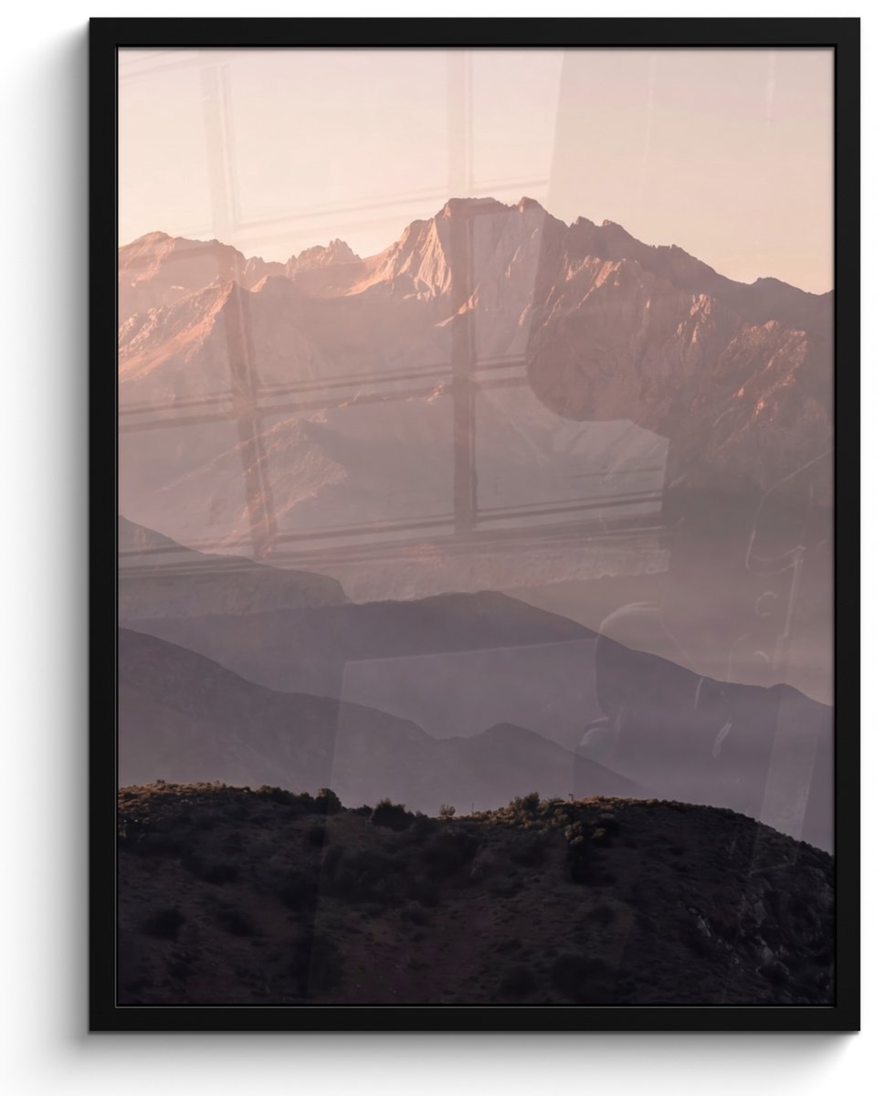 FrameYourWall Poster in lijst - Fotolijst 60x80 cm - Posters - Panorama - Landschap - Bergen - Posterlijst zwart - Decoratie - Wanddecoratie woonkamer - Muurdecoratie slaapkamer