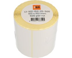 DULA Verzendlabels 102 x 150mm - 500 Verzend Etiketten per rol - kern 25mm - Wit